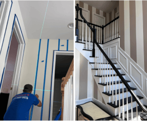 before and after photo of painting a house